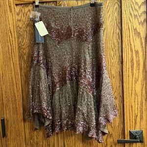 French Connection vintage sequin uneven hem skirt